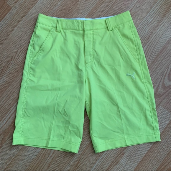 Puma Men’s Dry Cell Golf Performance Shorts Neon Green Yellow Size 28 - Picture 1 of 10